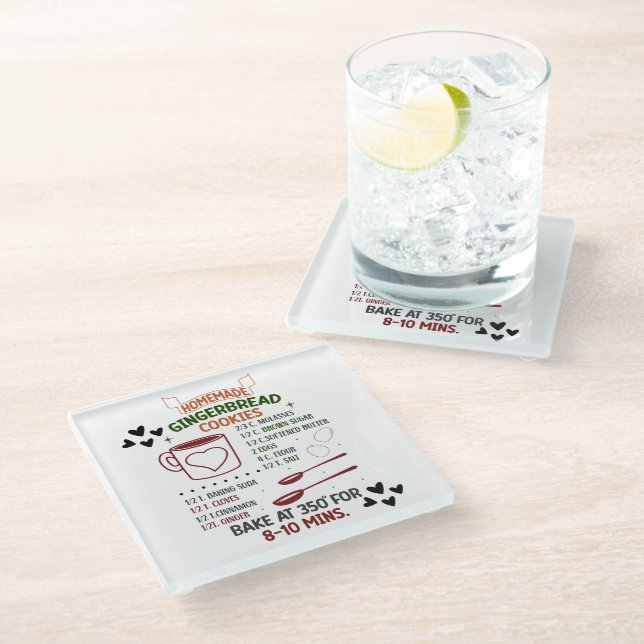Posavasos De Vidrio Receta de Galletas de Jengibre Caseras Regalo de N (Angular)