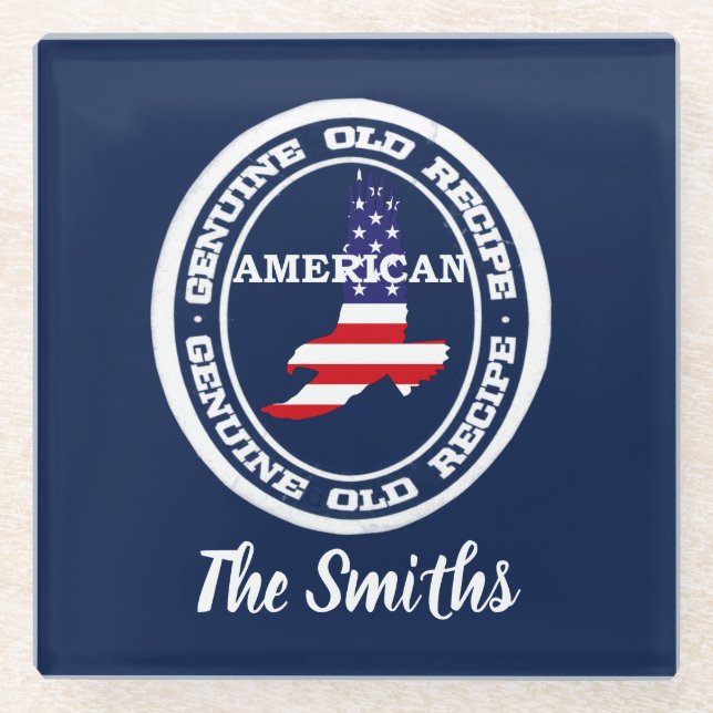 Posavasos De Vidrio Receta genuina norteamericana (Anverso)