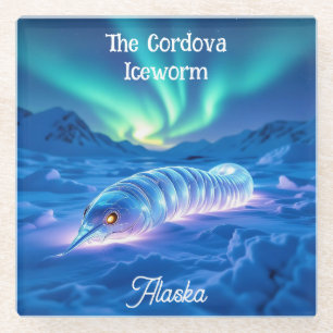 Posavasos De Vidrio Recuerdo de Cordova Iceworm Alaska Souvenir