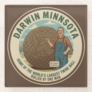 Posavasos De Vidrio Recuerdo de Darwin, Minnesota Twine Ball Coaster