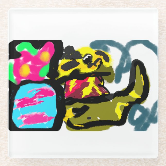 Posavasos De Vidrio Recuperador de oro y primavera (Anverso)