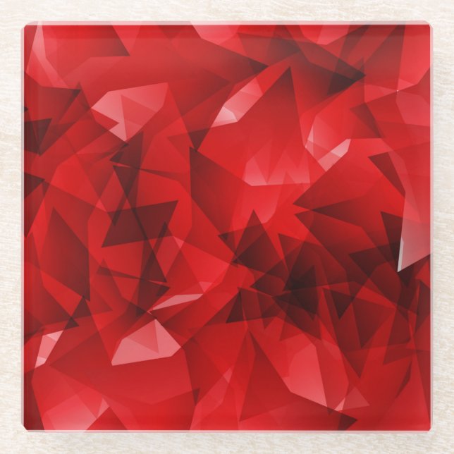 Posavasos De Vidrio Red Abstract Geometric Design-51083 (Anverso)