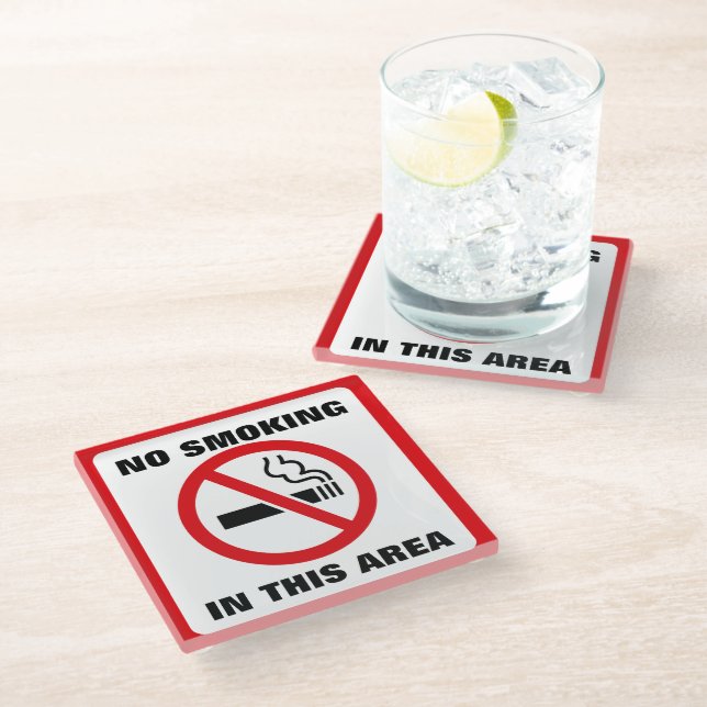 Posavasos De Vidrio Red and White No Smoking (Angular)