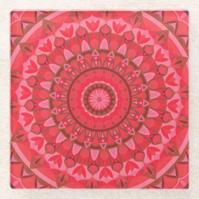 Posavasos De Vidrio Red Base Mandala (Anverso)