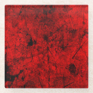 Posavasos De Vidrio Red Black grunge arte gráfico abstracto