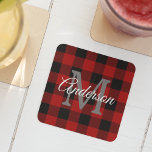 Posavasos De Vidrio Red Buffalo Plaid | Personal Inicial | Regalo<br><div class="desc">Disfrute de la calidez y el encanto de los clásicos Red Buffalo Plaid con un toque personal. Ya sea por un cumpleaños,  aniversario o simplemente por mostrar a alguien a quien le importa,  este regalo de personalizable seguramente hará una impresión duradera.</div>