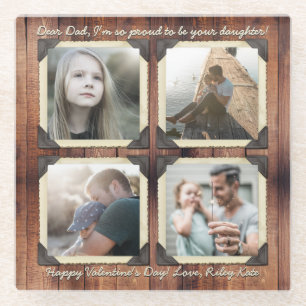 Posavasos De Vidrio Red de fotos personalizada de Instagram de Padre H