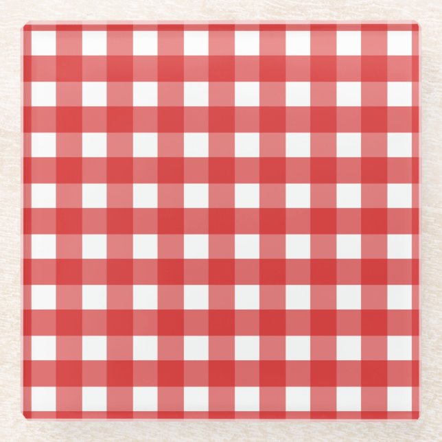 Posavasos De Vidrio Red gingham (Anverso)