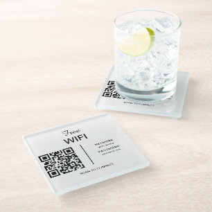 Posavasos De Vidrio Red inalámbrica QR Código escaneo para conectar ho