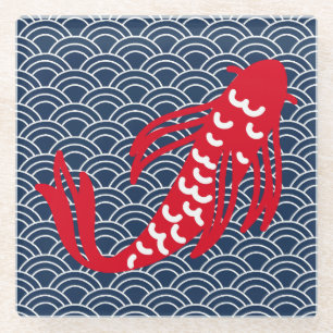 Posavasos De Vidrio Red Koi Fish