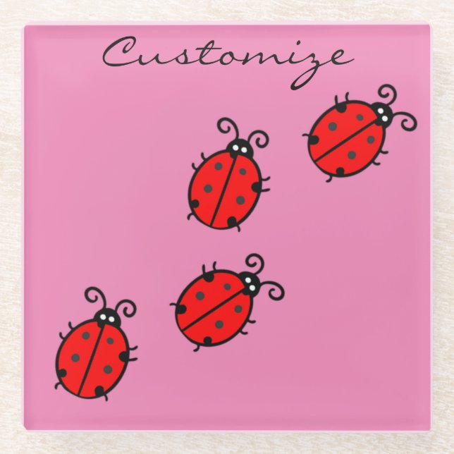 Posavasos De Vidrio Red Ladybugs Crawling Thunder_Cove (Anverso)