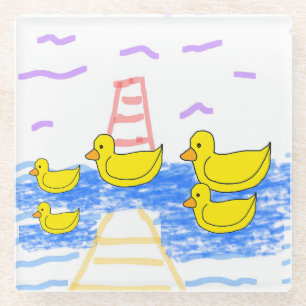 Posavasos De Vidrio Red Lighthouse de la familia Yellow Duck