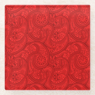 Posavasos De Vidrio Red Paisley