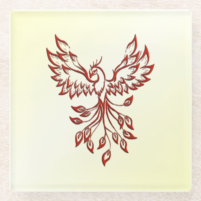 Posavasos De Vidrio Red Phoenix Rises (Anverso)