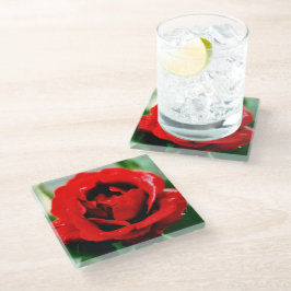 Posavasos De Vidrio Red Rose Love