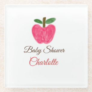 Posavasos De Vidrio Red Watercolor manzana ducha bebé agregar título