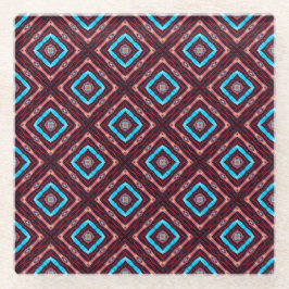 Posavasos De Vidrio Red With Blue Diamond