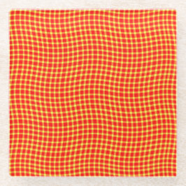 Posavasos De Vidrio Red Yellow Plaid Checker Seamless Pattern