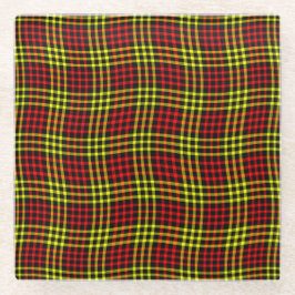 Posavasos De Vidrio Red Yellow Plaid Checker Seamless Pattern