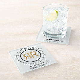 Posavasos De Vidrio Redemption Ranch Whiskeys Logo Glass Coaster