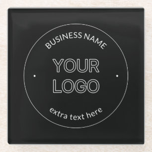 Posavasos De Vidrio Reemplazo de logotipo editable y nombre comercial