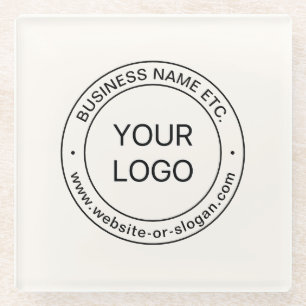 Posavasos De Vidrio Reemplazo de logotipo fácil y texto editable Bla