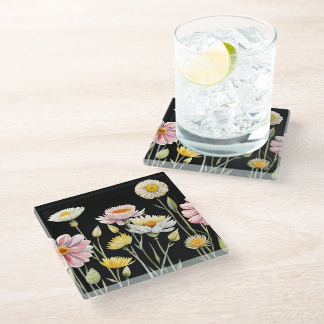 Posavasos De Vidrio Reflejos Florales (Angular)