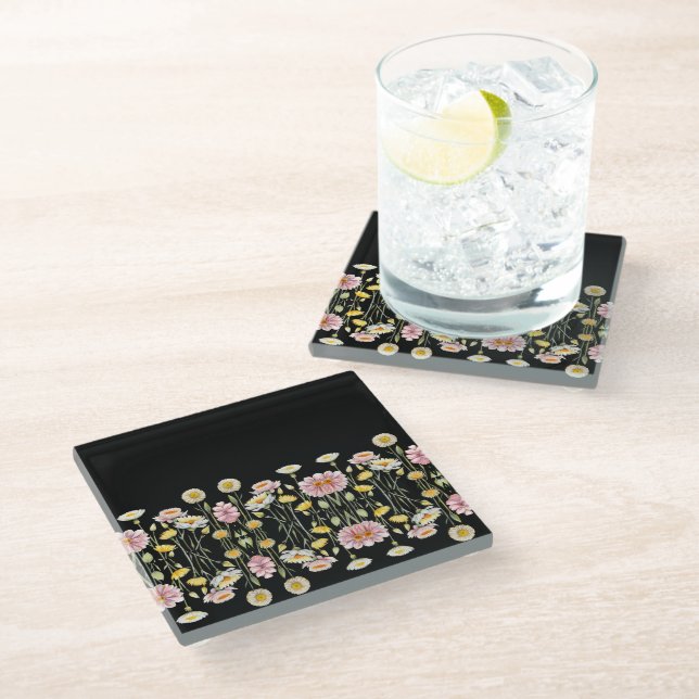 Posavasos De Vidrio Reflexiones florales (Angular)