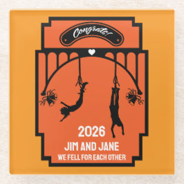 Posavasos De Vidrio Regalo de Boda de Salto de Bungee