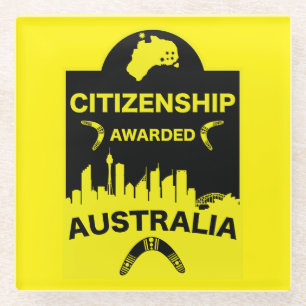 Posavasos De Vidrio Regalo de ciudadanía australiana