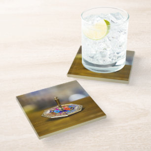 Posavasos De Vidrio Regalo de dreidel de Hanukkah SlipperyJoe base oct