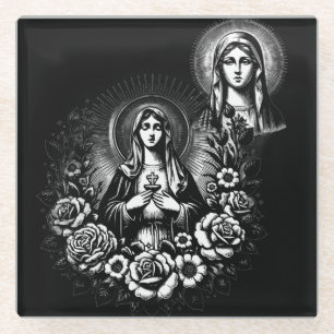 Posavasos De Vidrio Regalo de fe católica cristiana católica de Santa