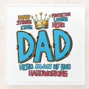 Posavasos De Vidrio Regalo del Día del Padre Héroe De Dios