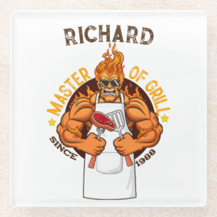 Posavasos De Vidrio Regalo del Día del Padre Maestro de la Parrilla Ch