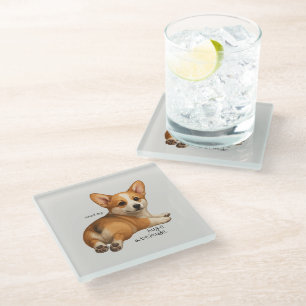 Posavasos De Vidrio Regalo divertido para amantes de Corgi 'Perro Pequ