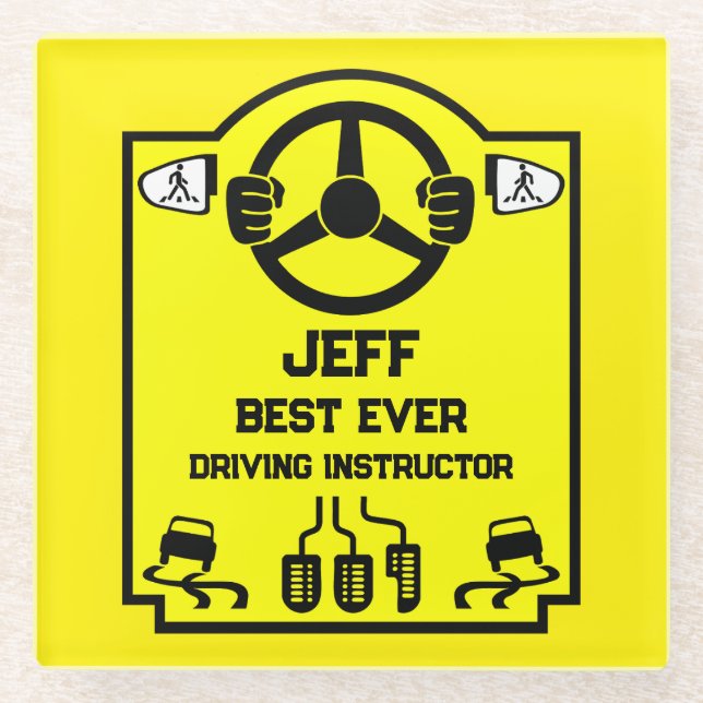 Posavasos De Vidrio Regalo divertido para instructor de conducir (Anverso)