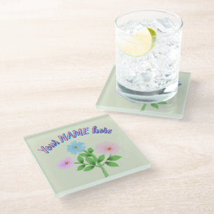 Posavasos De Vidrio Regalo floral de acuarela personalizado