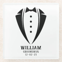 Posavasos De Vidrio Regalo Groomsman de Tuxedo negro y blanco moderno