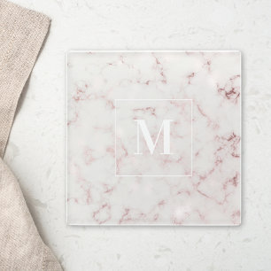 Posavasos De Vidrio Regalo inicial de mármol rosa moderno personalizad