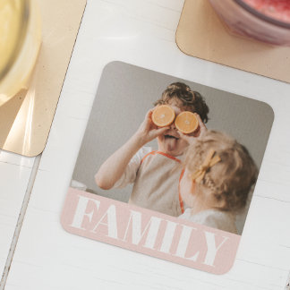 Posavasos De Vidrio Regalo moderno de fotografía de la familia rosa pa