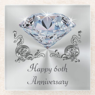 Posavasos De Vidrio Regalos de aniversario de bodas de diamante, Posav