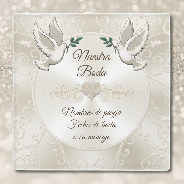Posavasos De Vidrio Regalos de boda, posavasos. (Regalos de boda personalizados. Regalos de boda españoles. Spanish wedding presents. spanish wedding)