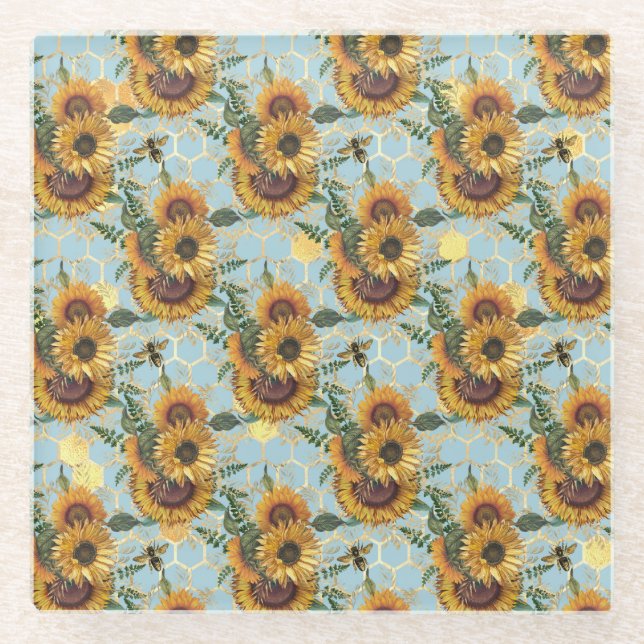 Posavasos De Vidrio Regalos de girasol | Brillante Como Girasol (Anverso)