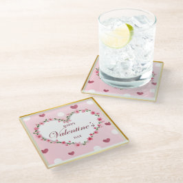 Posavasos De Vidrio Regalos del Día de San Valentín de Corazones Flora