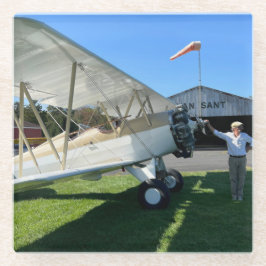 Posavasos De Vidrio Regalos fotográficos personalizados, piloto, avión