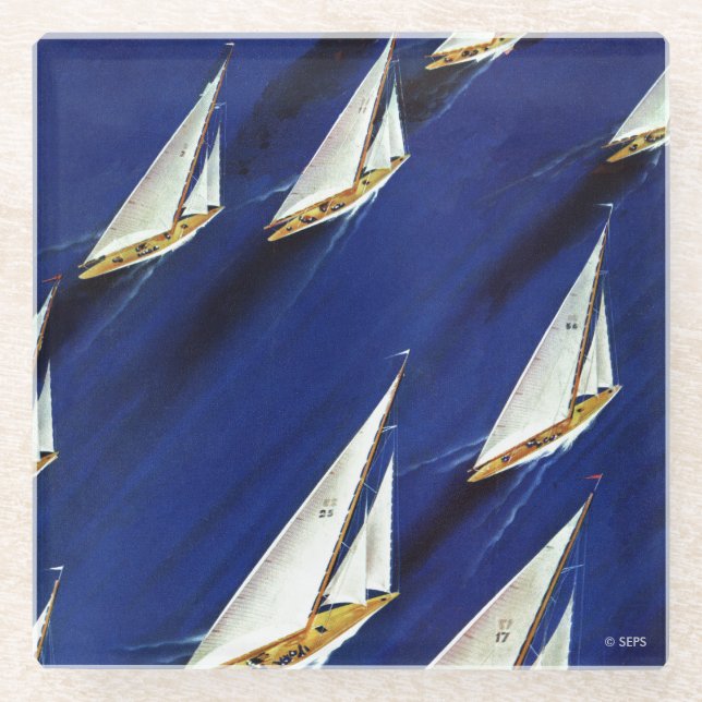 Posavasos De Vidrio Regata de veleros por soldadura de esquí (Anverso)