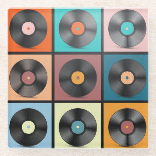 Posavasos De Vidrio Registros de vinilo: retro conjunto LP.