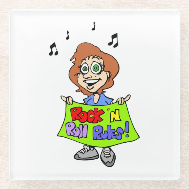 POSAVASOS DE VIDRIO REGLAS DE ROCK 'N ROLL (Anverso)