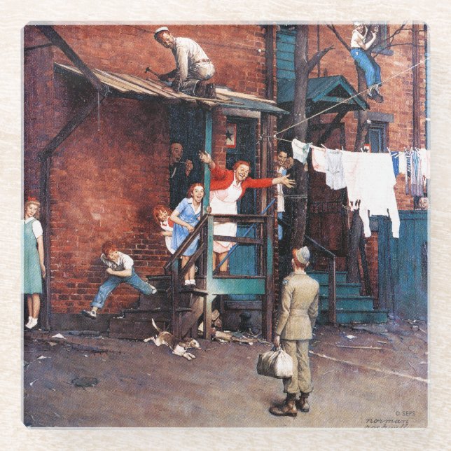 Posavasos De Vidrio Regreso a casa (Anverso)