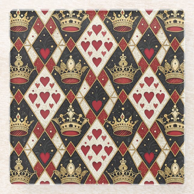 Posavasos De Vidrio Reina de Corazones (Anverso)